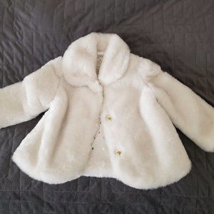 Kate Spade Cream Faux Fur Coat 18 M